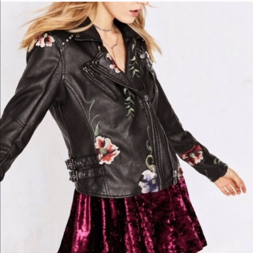 Blank NYC leather embroidered jacket